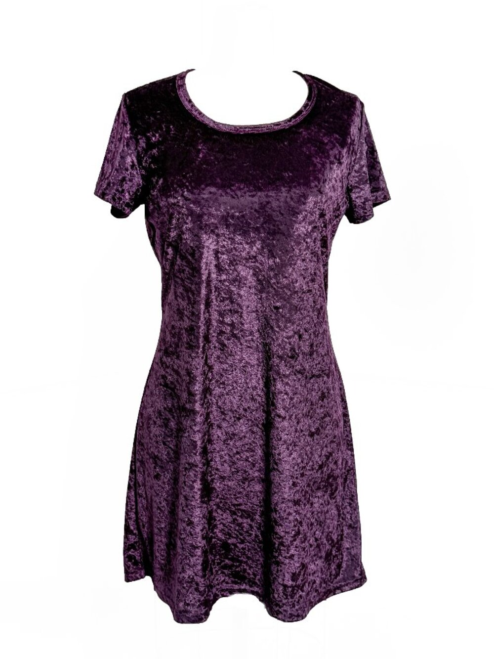 Vintage 90s Brentwood Purple Crushed Velvet Mini Dress - Medium